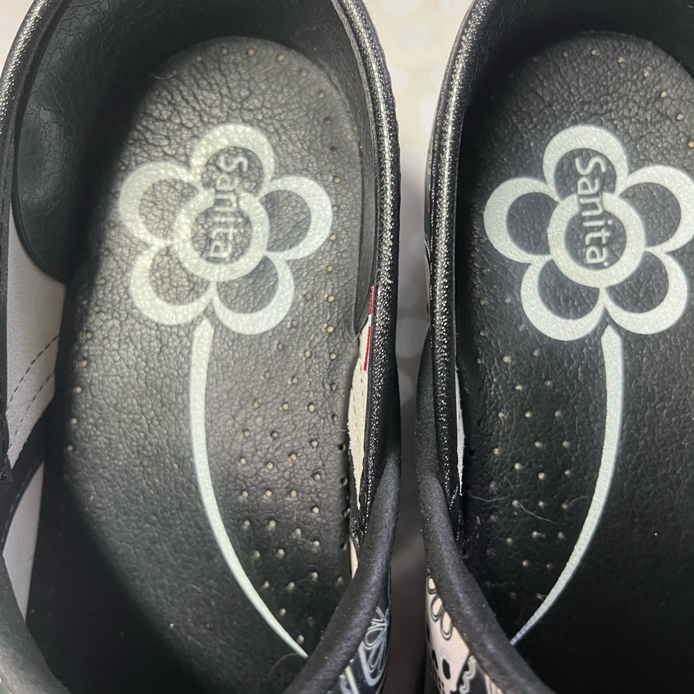 Sanita Black and White Patterned Clogs - Picture 8 of 8